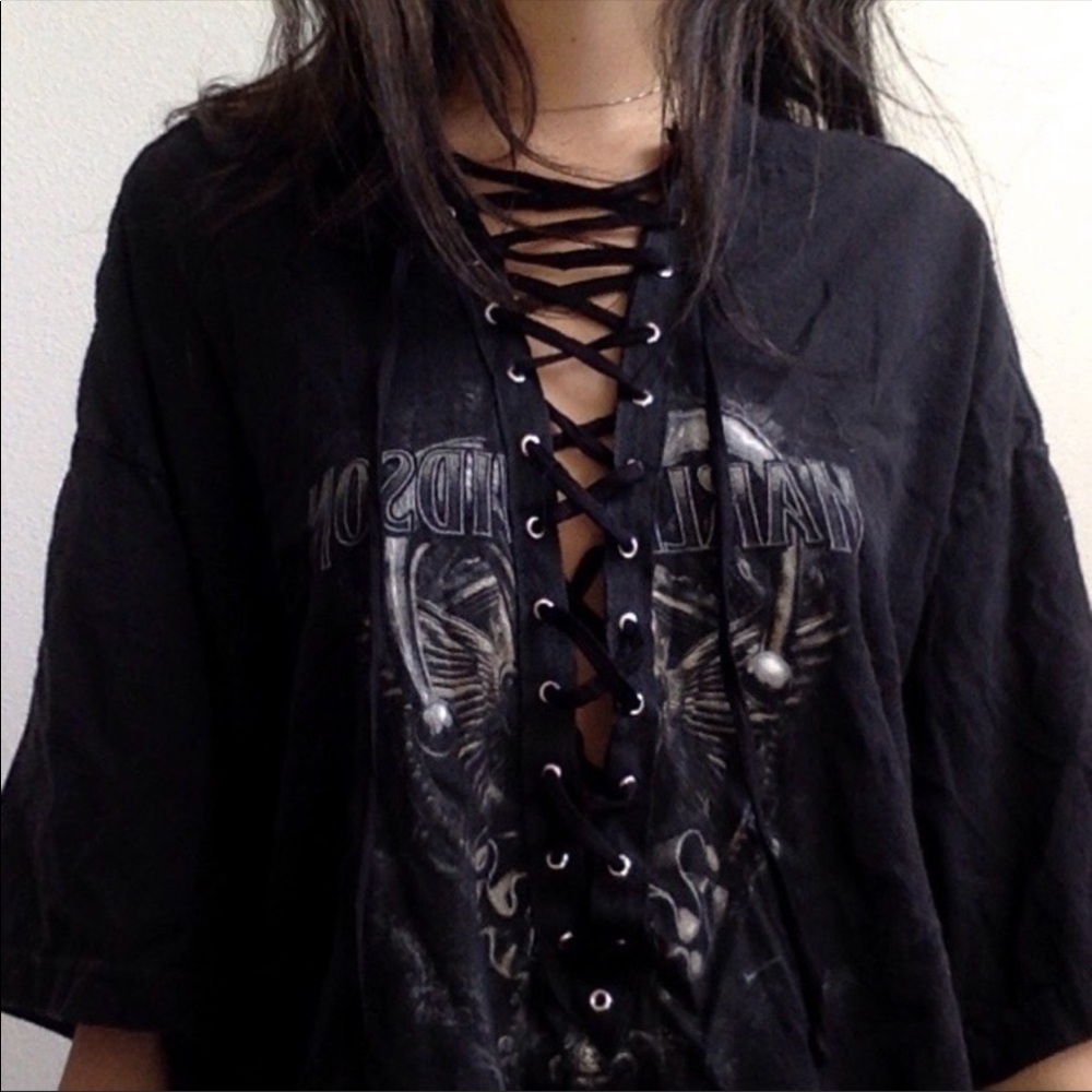 harley davidson lace up tee